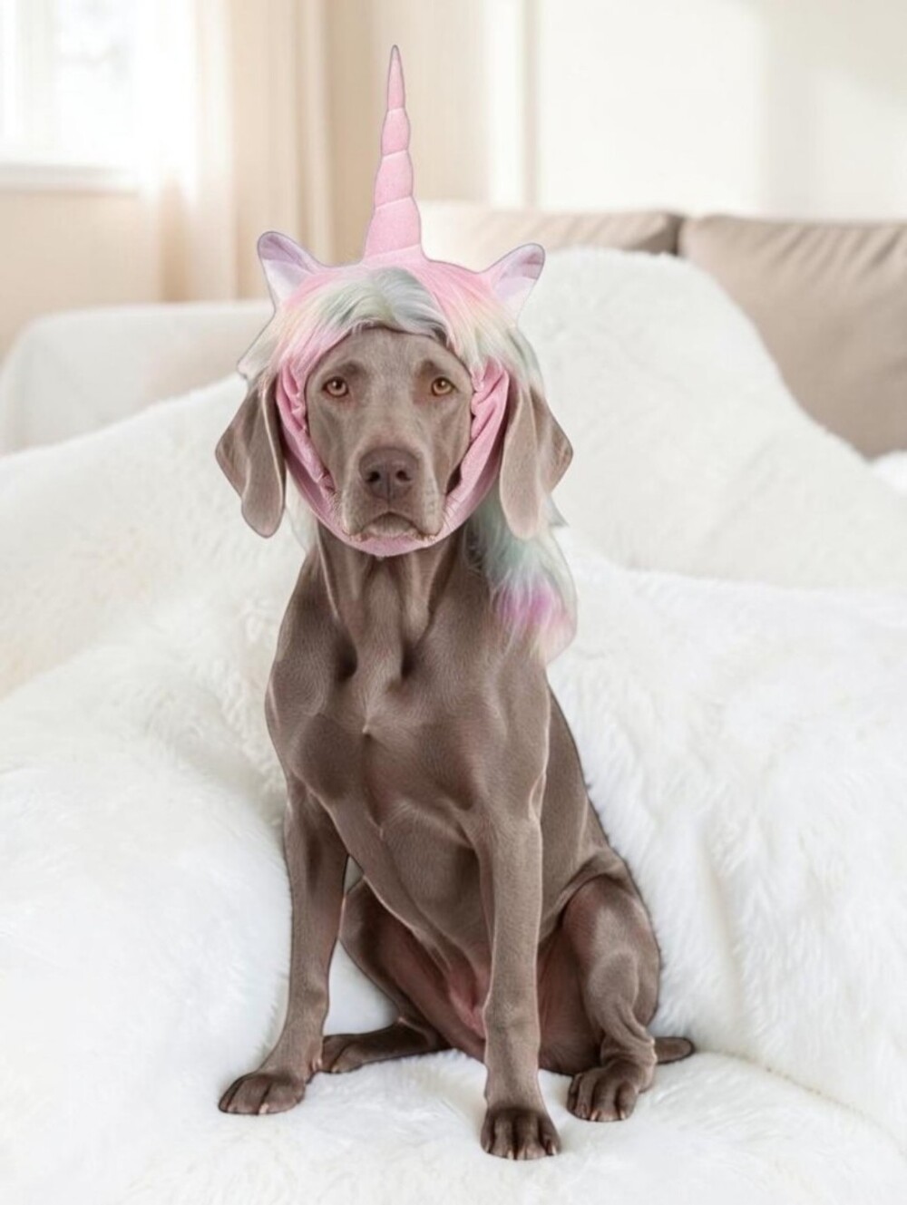 Pet Unicorn Wig Mane Costume, L